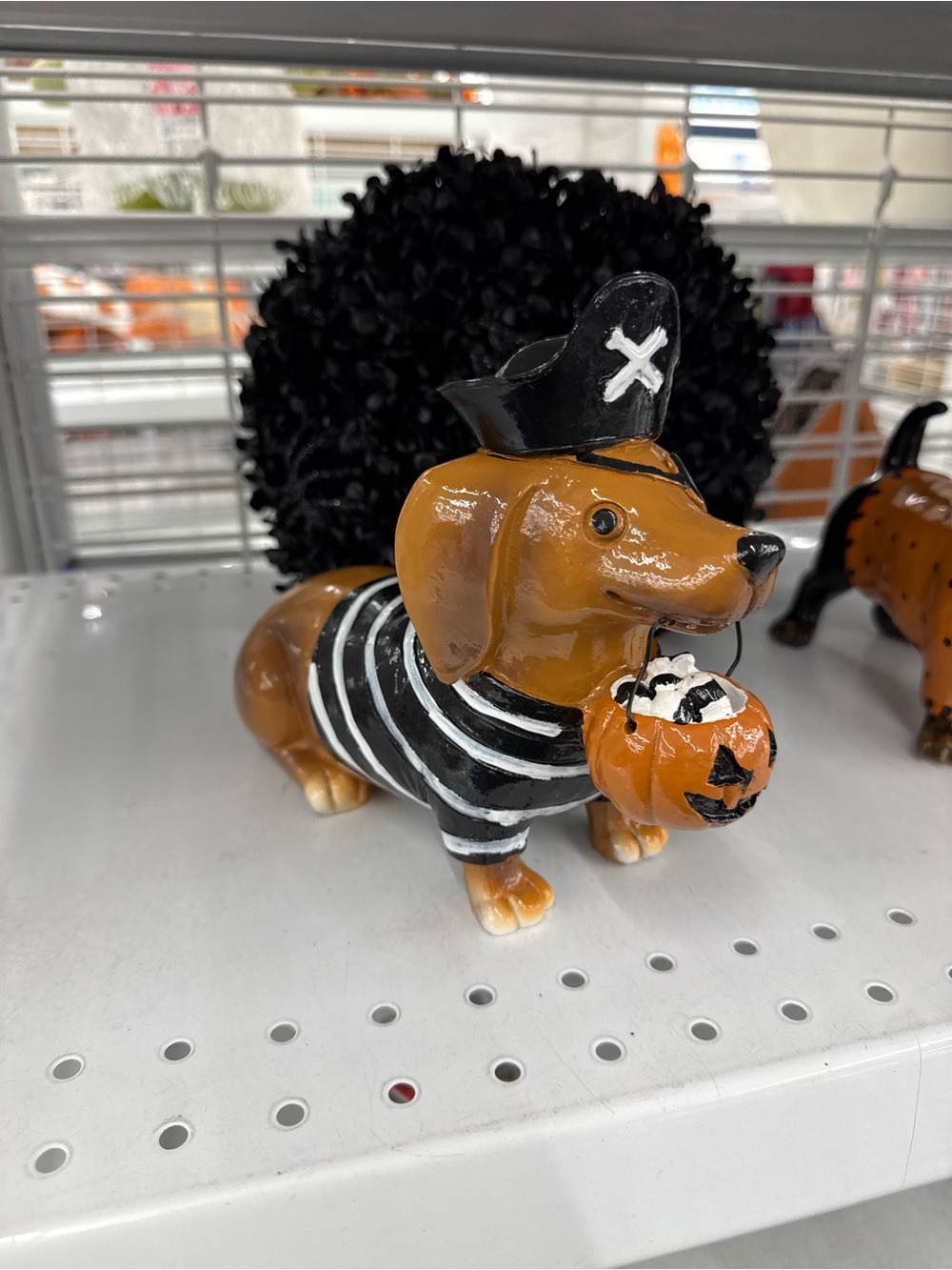 Halloween Dachshund Dog Figurine - Black & Orange